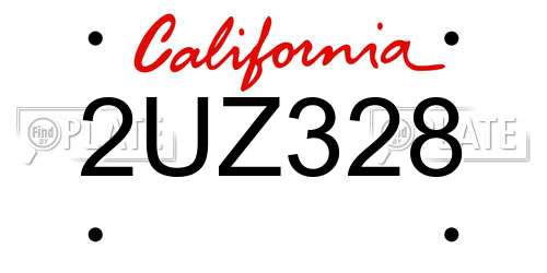 2UZ328 California License Plate