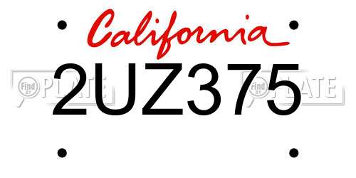 2UZ375 California License Plate