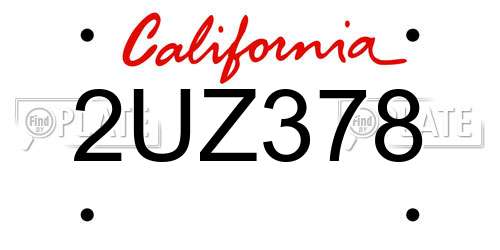 2UZ378 California License Plate