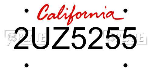 2UZ5255 California License Plate