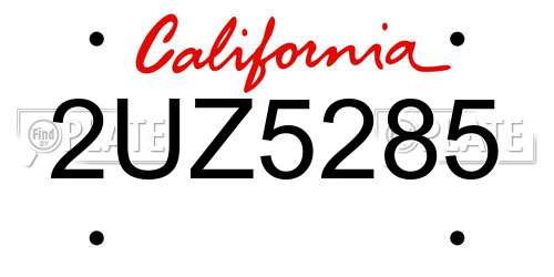 2UZ5285 California License Plate