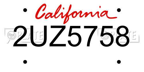 2UZ5758 California License Plate