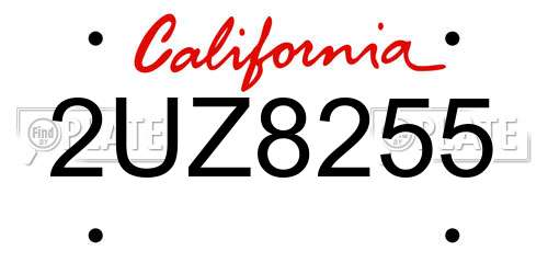 2UZ8255 California License Plate