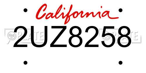 2UZ8258 California License Plate