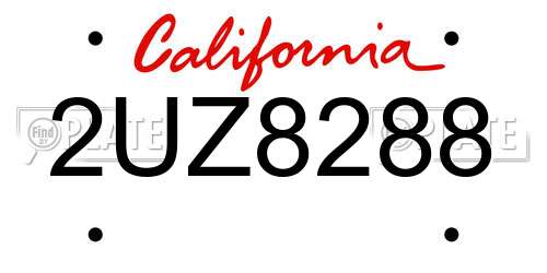 2UZ8288 California License Plate