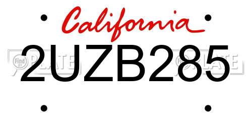 2UZB285 California License Plate