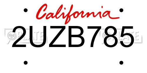 2UZB785 California License Plate