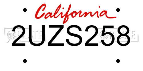 2UZS258 California License Plate