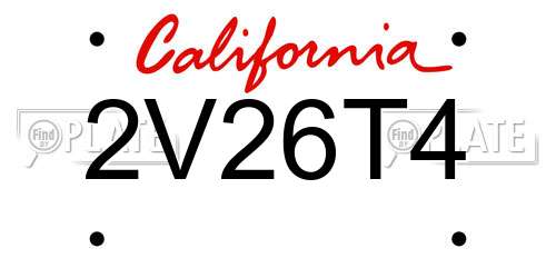 2V26T4 California License Plate