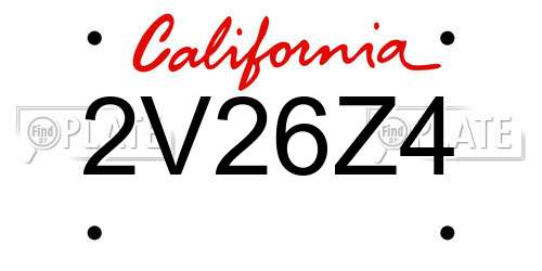 2V26Z4 California License Plate