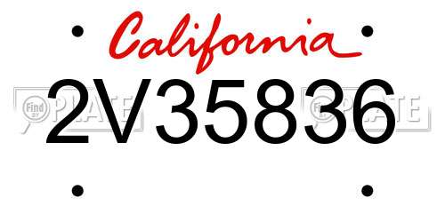 2V35836 California License Plate
