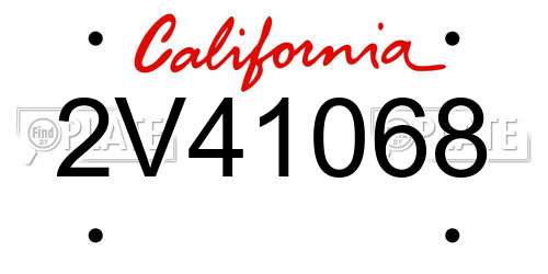 2V41068 California License Plate
