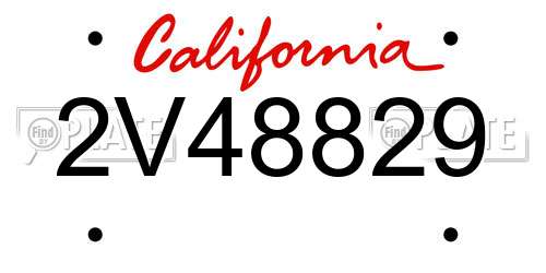 2V48829 California License Plate