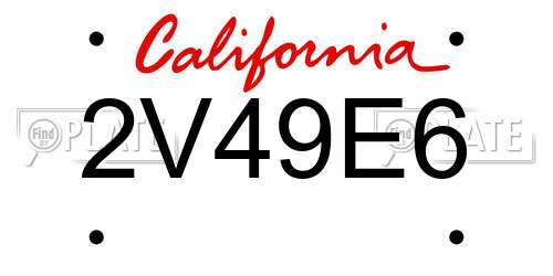 2V49E6 California License Plate