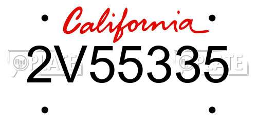 2V55335 California License Plate