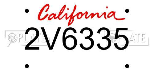 2V6335 California License Plate