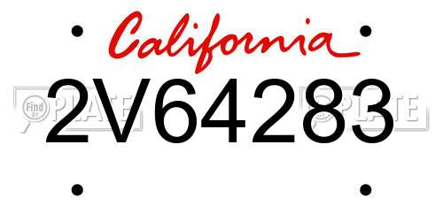 2V64283 California License Plate
