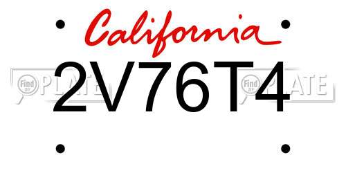 2V76T4 California License Plate