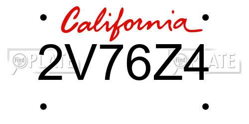 2V76Z4 California License Plate