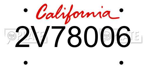 2V78006 California License Plate