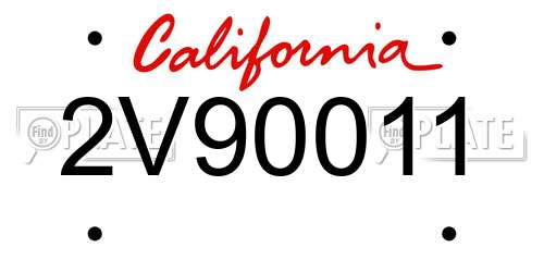 2V90011 California License Plate