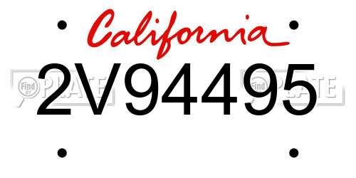 2V94495 California License Plate