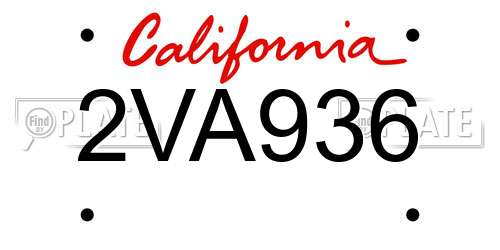 2VA936 California License Plate