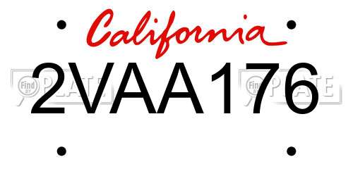 2VAA176 California License Plate