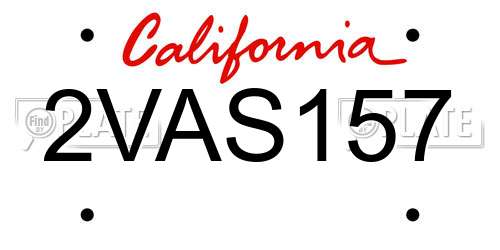 2VAS157 California License Plate
