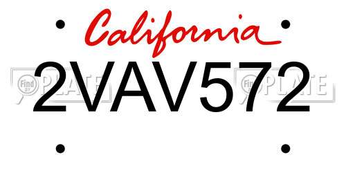 2VAV572 California License Plate