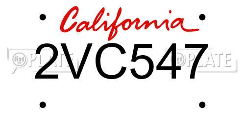 2VC547 California License Plate