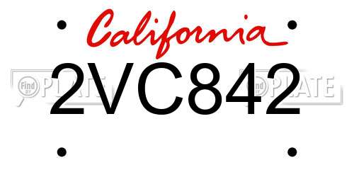 2VC842 California License Plate