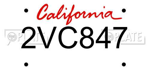 2VC847 California License Plate
