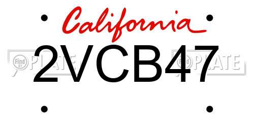 2VCB47 California License Plate