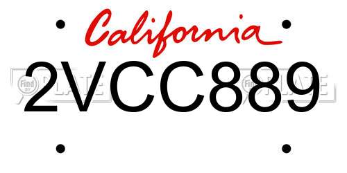 2VCC889 California License Plate