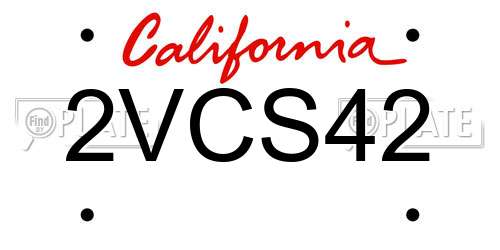 2VCS42 California License Plate