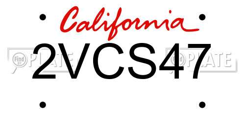 2VCS47 California License Plate
