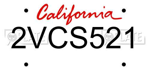 2VCS521 California License Plate