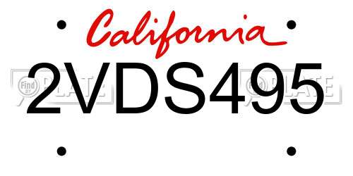 2VDS495 California License Plate