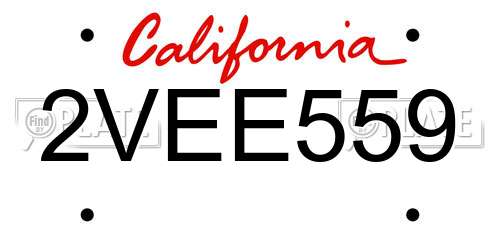 2VEE559 California License Plate