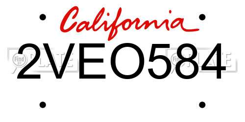 2VEO584 California License Plate