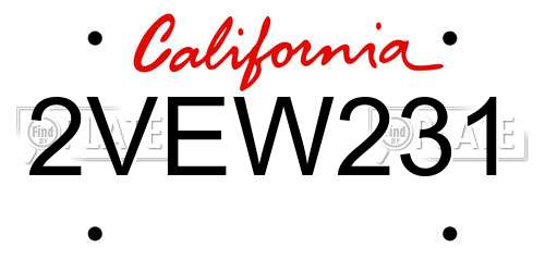 2VEW231 California License Plate