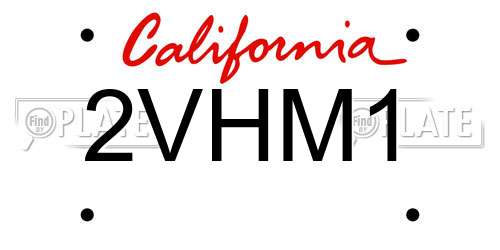 2VHM1 California License Plate