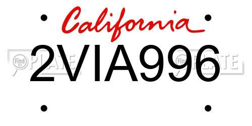 2VIA996 California License Plate