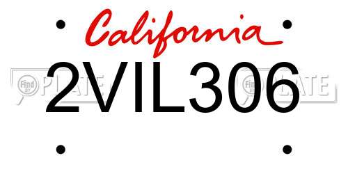2VIL306 California License Plate