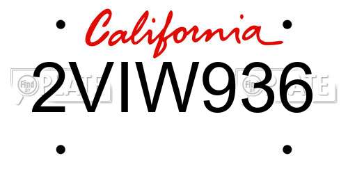 2VIW936 California License Plate
