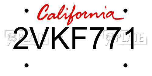 2VKF771 California License Plate