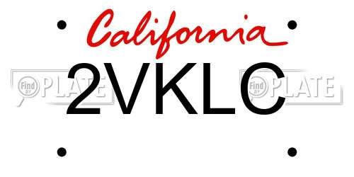 2VKLC California License Plate