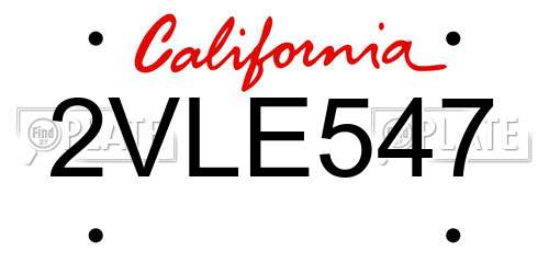 2VLE547 California License Plate