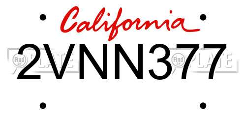 2VNN377 California License Plate